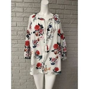 Sheilay Floral Print Long Sleeve Blouse Size L